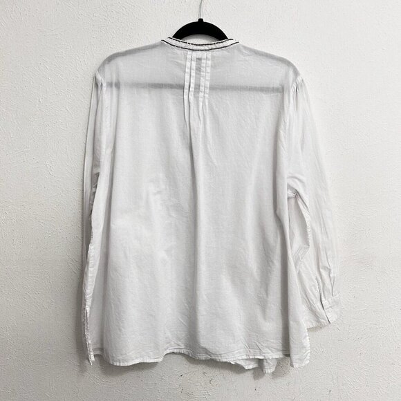 Catherines White Silver Sequin White Blouse Top Size 1X Button Front Long Sleeve - Picture 9 of 12